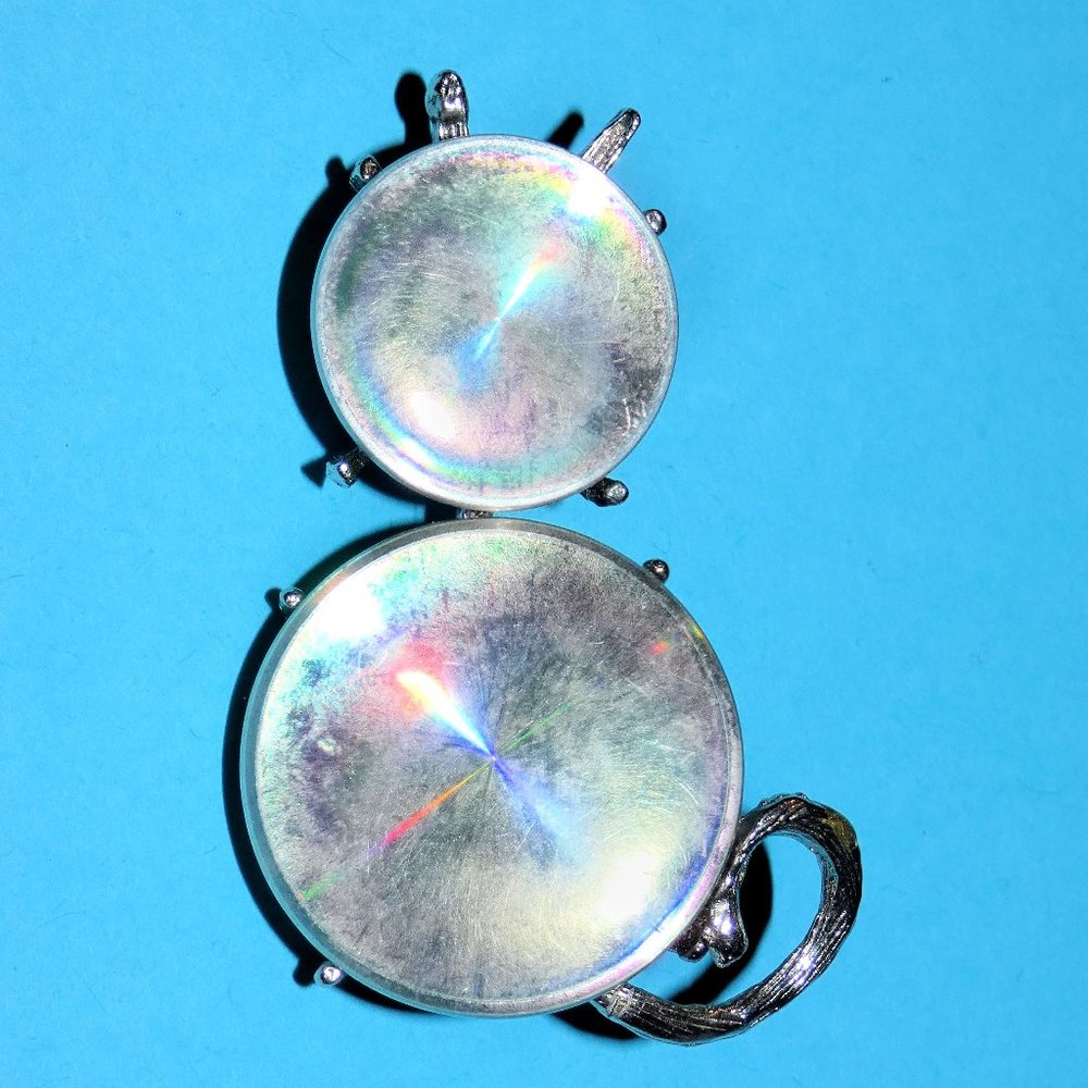 Vintage Signed Jewelarama 1961 Cat Brooch Pin Kitten Holographic Refractive